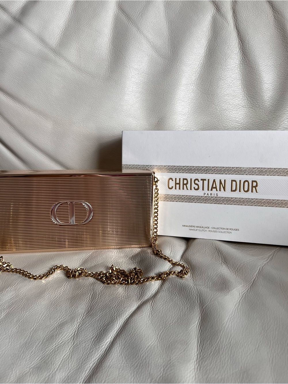 Christian Dior Rose Gold Metal Clutch Bag Limited Edition Makeup Case Wallet